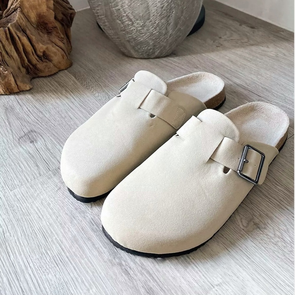 ASOS Mule slip-on sandal (stone suede)